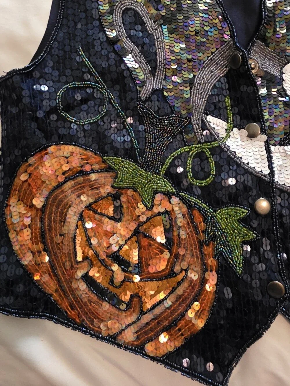 Vintage Halloween Sequin Vest The Quacker Factory
